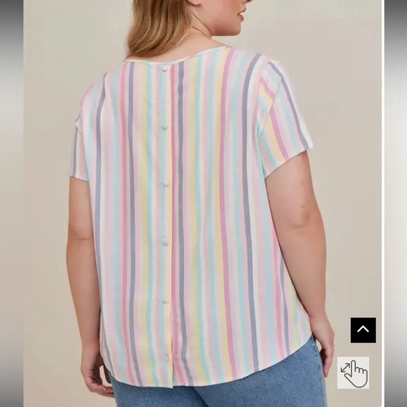Torrid Abbey Rayon Slub Top Size 1 | striped | colorful | pastel | - Picture 2 of 6